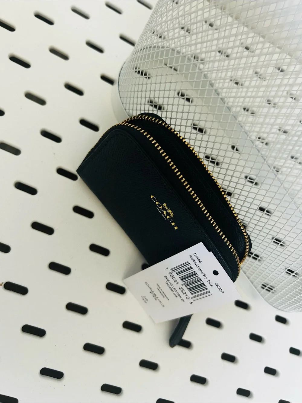 Coach Navy BLUE Textured Zip Card